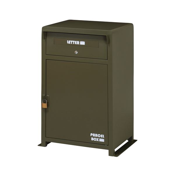 宅配ボックス/配達BOX 【オリーブ】 幅590×奥行400×高さ830mm スチール粉体塗装 耐荷重収納部：10kg 〔玄関〕 完成品【代引不可】[21]