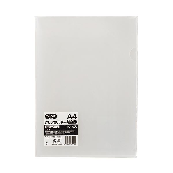 (まとめ) TANOSEE クリアホルダーエコノミータイプ A4 厚さ0.15粍 1容器に並べる(10枚)  【×100書き割り】[21]