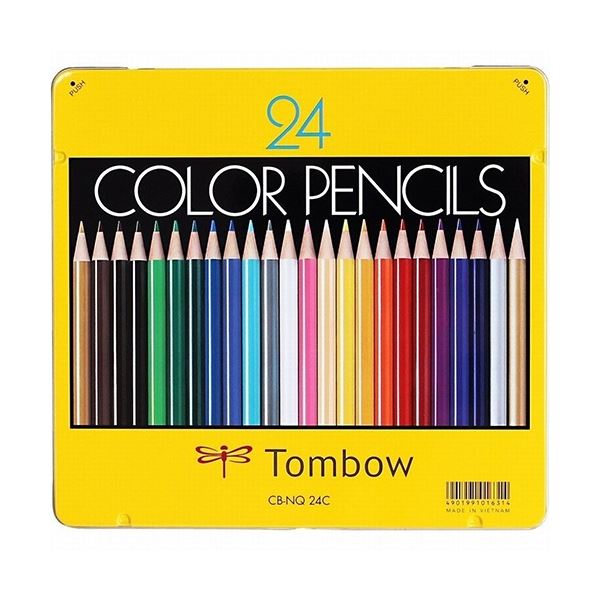 トンボ鉛筆 缶入色鉛筆 24色 CB-NQ24C 1セット(3缶)[21]