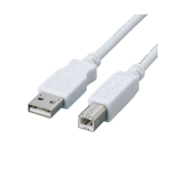 (まとめ) エレコムフェライトコア内蔵USB2.0対応ケーブル (A)オス-(B)オス ホワイト 1.5m USB2-FS151本 【×10セット】[21]