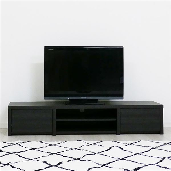 タップ収納付き テレビ台/テレビボード 【幅147cm ブラック】 背面タップ収納付き 日本製 組立品【代引不可】 [21]