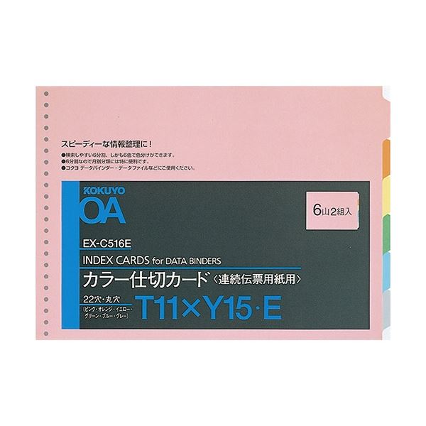 コクヨ 年代順の継続勘定書き質問用紙用色合い中仕切り歌留多 張りさける用 T11×Y15 22穴 6色6山 EX-C516E 1仕掛ける(20組：2組×10風呂敷き包み)[21]