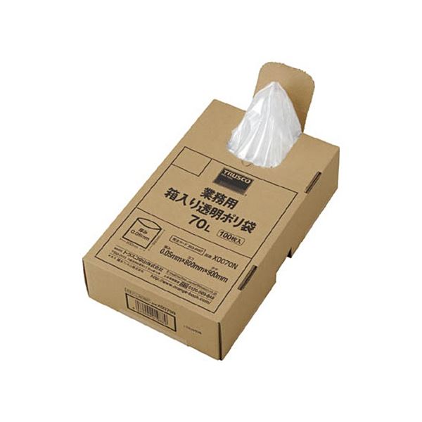 TRUSCO 業務用 箱入透明ポリ袋 70L X0070N 1箱(100枚)[21]