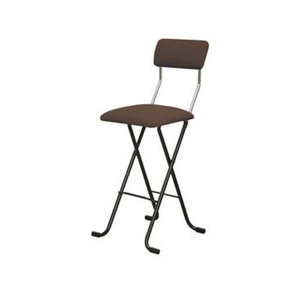 折りたたみ椅子 幅400×奥行460×高さ940mm ブラウン×ブラック 日本製 スチールパイプ 完成品 1脚販売 リビング 在宅ワーク【代引不可】[21]