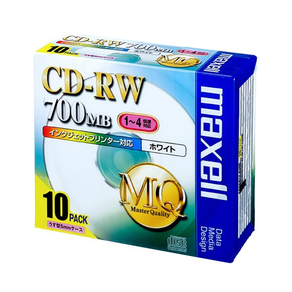 (まとめ) マクセル 資料用CD-RW 700MB 4倍速 ホワイトプリンターブル 5粍か細い容れもの CDRW80PW.S1P10S 1容器に並べる(10枚)  【×5書き割り】[21]