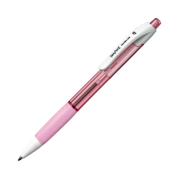 (まとめ) TANOSEE 撃ち当てる式油性ボールペン（坦々たるインキ） 0.7粍 黒 （軸色 せつ然たるさくら色） 1書き割り（10本）  【×10書き割り】[21]