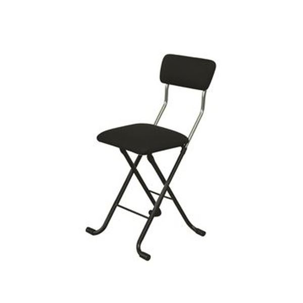 折りたたみ椅子 幅400×奥行445×高さ765mm ブラック×ブラック 日本製 スチールパイプ 完成品 1脚販売 リビング 在宅ワーク【代引不可】[21]