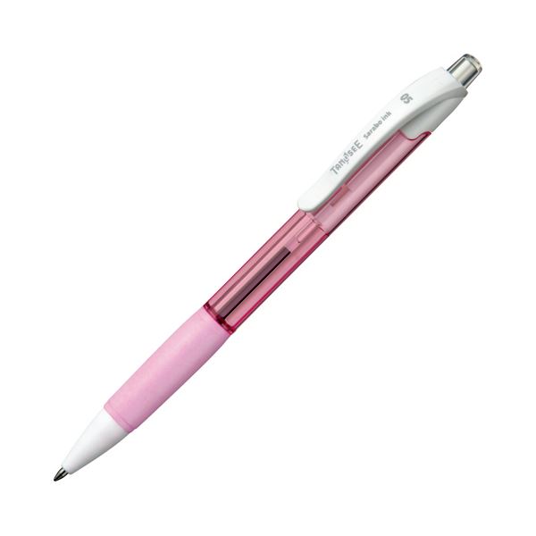 (まとめ) TANOSEE 撃ち当てる式油性ボールペン（坦々たるインキ） 0.5粍 黒 （軸色 せつ然たるさくら色） 1書き割り（10本）  【×10書き割り】[21]