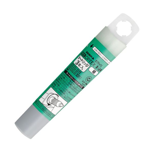 (まとめ) ゼブラ螢光オプテックス1・2用薬莢 緑 RWK8-G 1容れもの（3本）  【×100書き割り】[21]