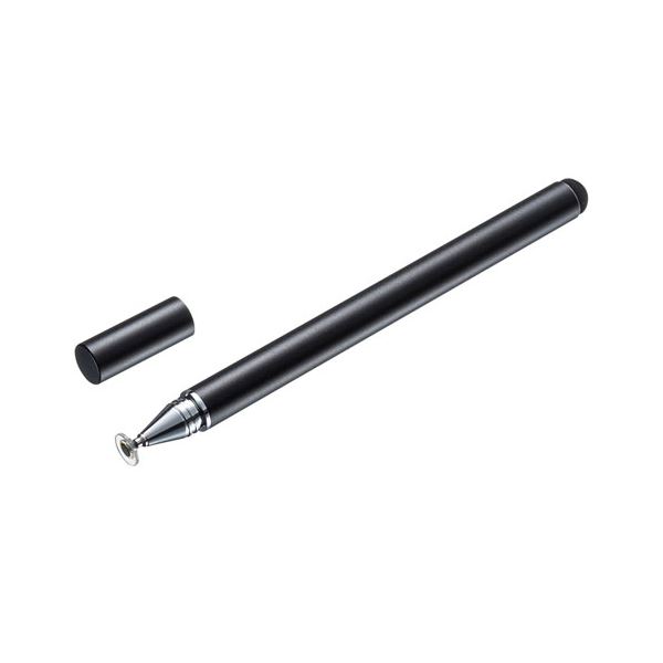 【5個書き割り】 サンワサプライ レコード盤式＆導電衣料繊維タッチペン(黒いこと) PDA-PEN50BKX5[21]