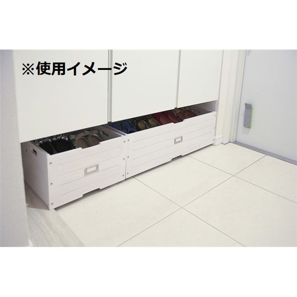 玄関収納 下駄箱下収納ボックス 幅71cm ホワイト 軽量 木製 桐材 ネームプレート キャスター付き エントランス 入口 [21]