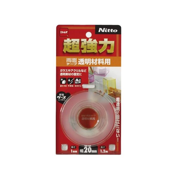 (まとめ) ニトムズ 超強力両面テープ 透明材料用 20mm×1.2m T4611 1巻 【×5セット】[21]