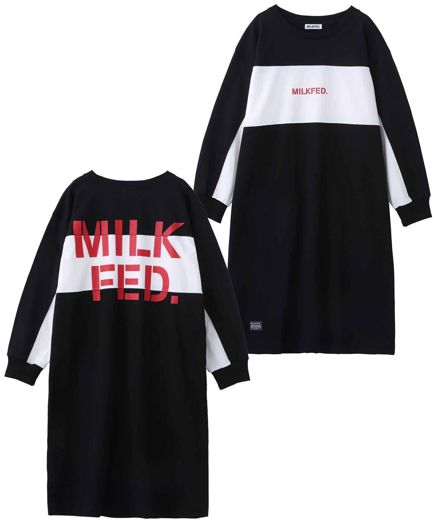 公式 Milkfed ミルクフェド Bicolor Dress ワンピース ドレス ロゴ スカート ロングスカート レディース Chalethotel Ailefroide Com