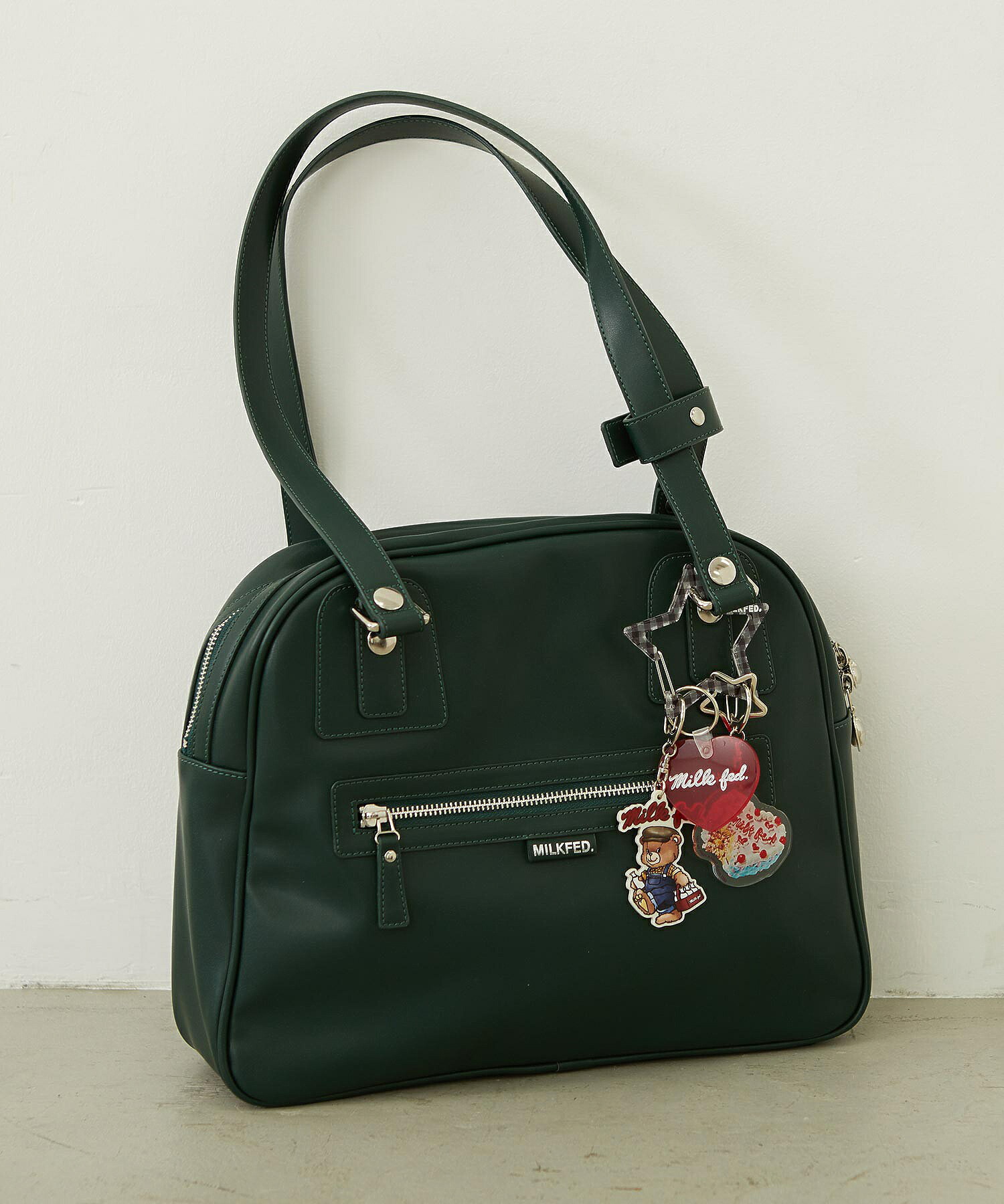 【公式】MILKFED. ミルクフェド HEART CHARM BOSTON BAG ボストンバッグ カバン バッグ 鞄 ハートチャーム｜XLARGE X-girl公式calif店