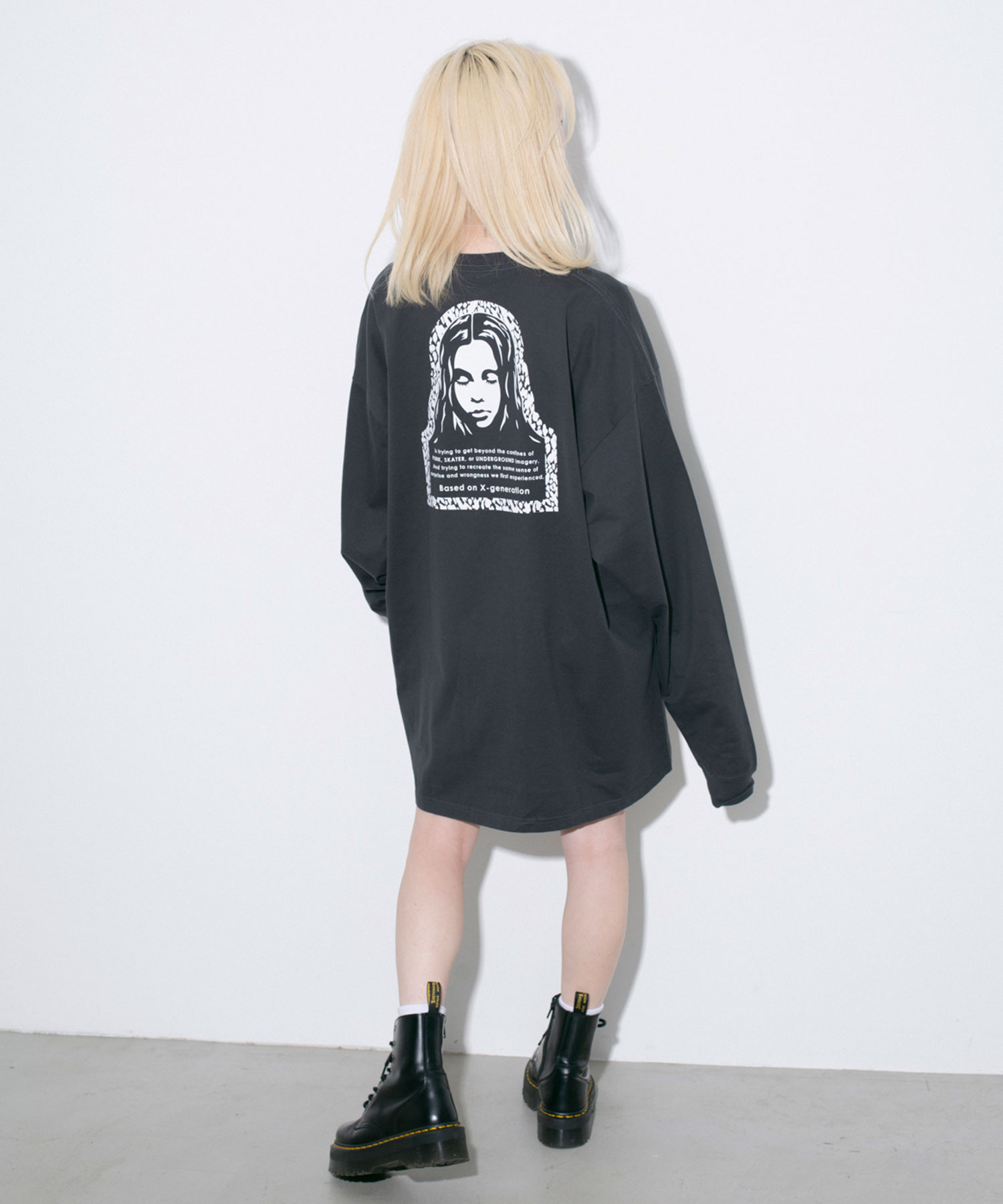 公式 X Girl エックスガール Leopard Face L S Tee Dress ワンピース カットワンピース プリント ロゴ ポケット レディース Novix Com