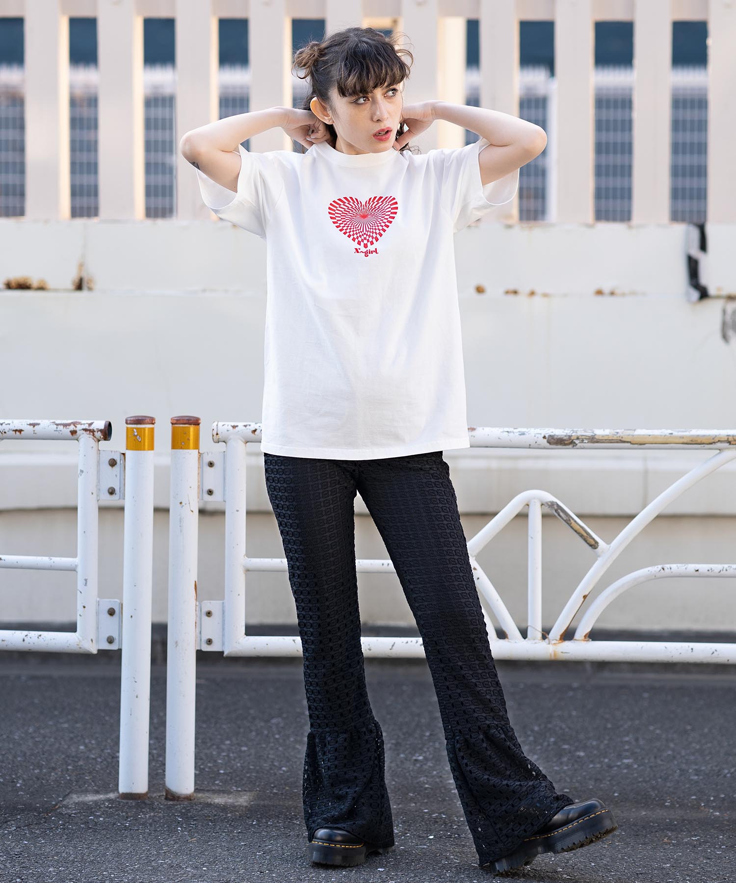 X Girl エックスガール ハート S Tシャツ カットソー Heart Tee 幾何学模様 柄 Geometric