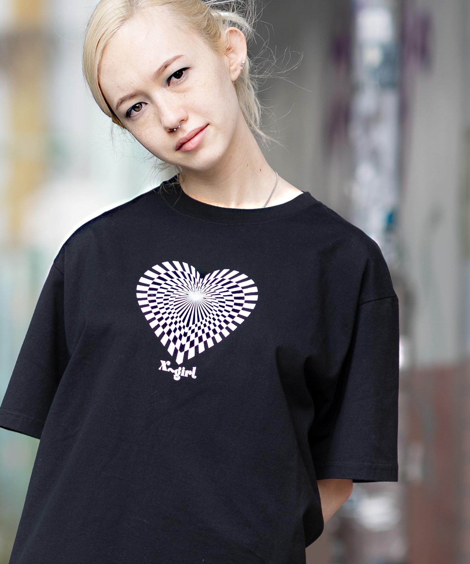 X Girl エックスガール ハート S Tシャツ カットソー Heart Tee 幾何学模様 柄 Geometric