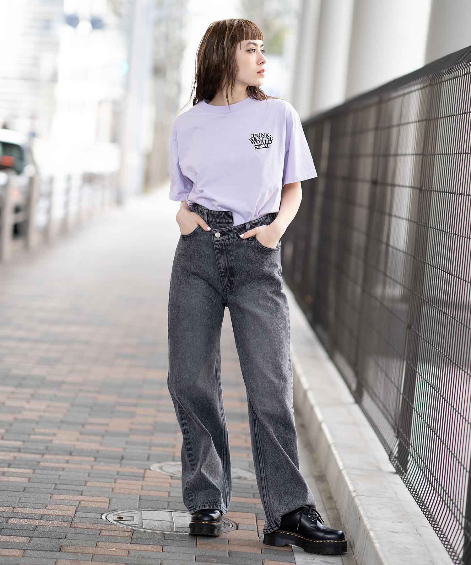 X Girl エックスガール デニムパンツ Waist ジーンズ Assymetric Pants Denim ぼたん デザイン