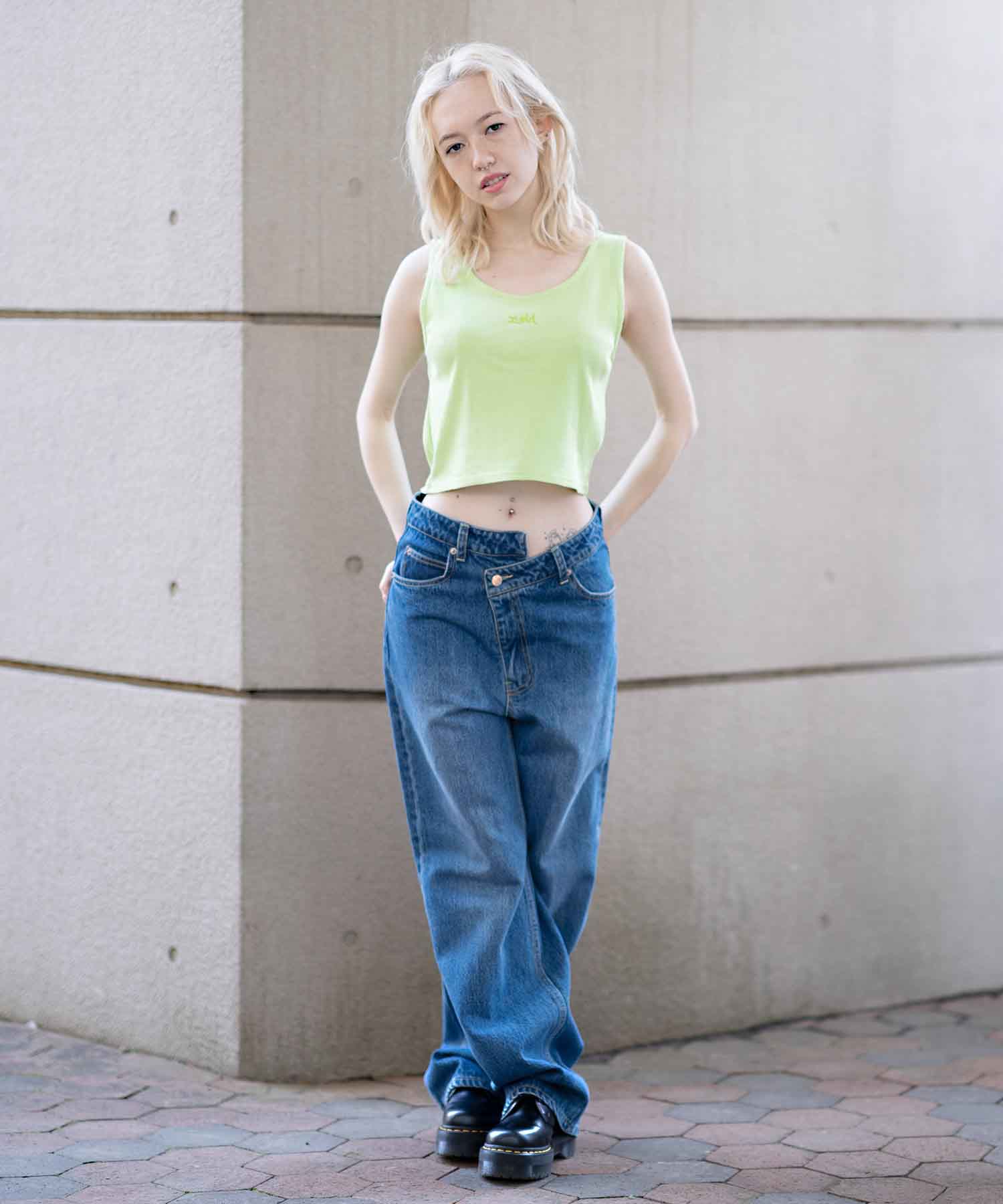 X Girl エックスガール デニムパンツ Waist ジーンズ Assymetric Pants Denim ぼたん デザイン