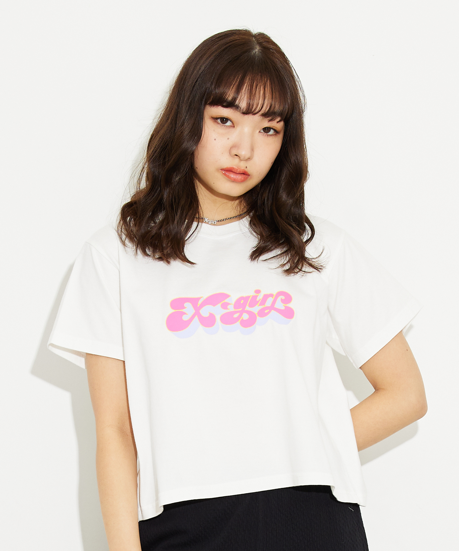 X Girl エックスガール ブランドロゴ クロップド丈 Tee Logo レトロ S Cropped Candy Tシャツ お菓子