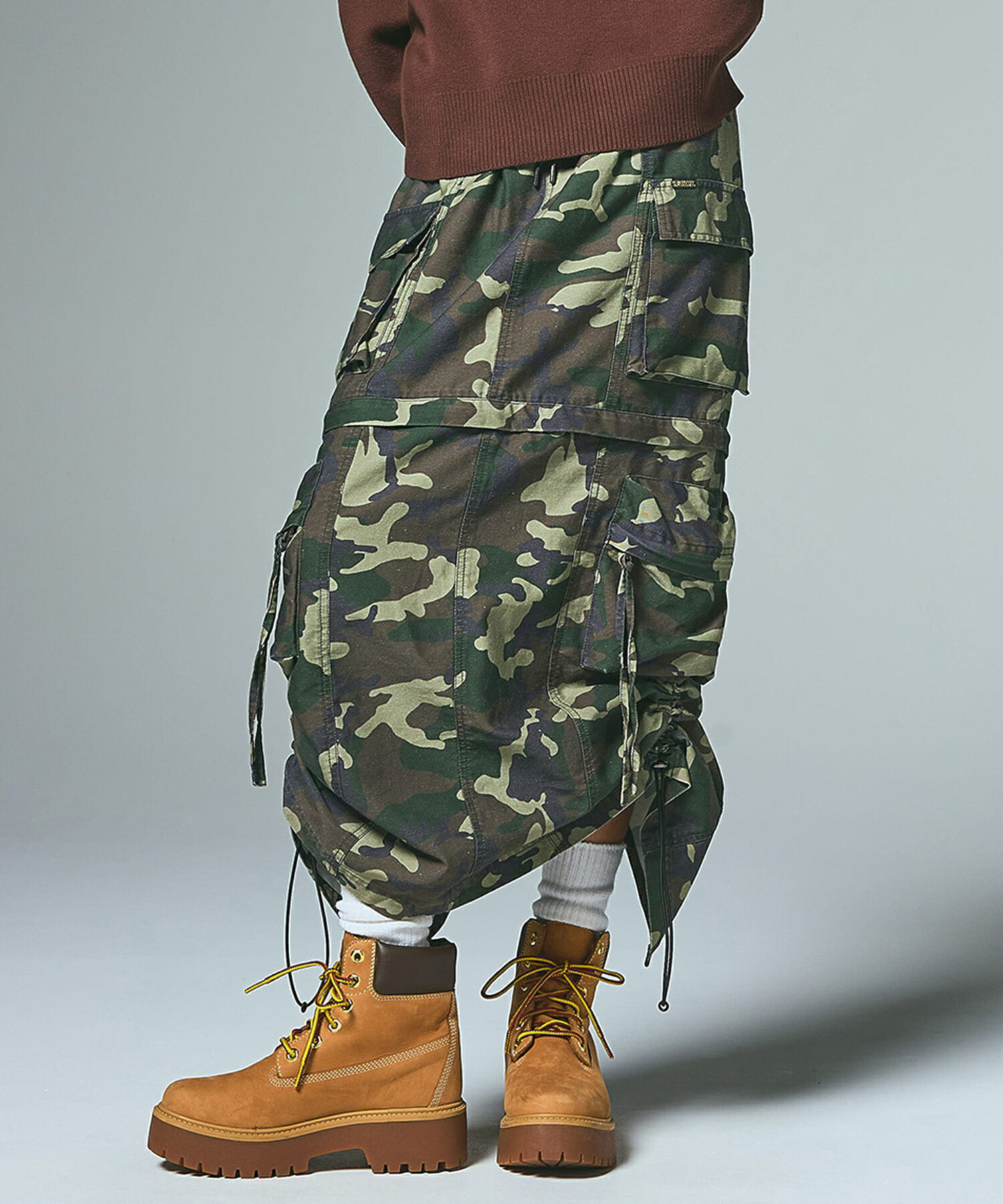 特価【30％OFF】【公式】X-girl エックスガール CONVERTIBLE CARGO SKIRT 2WAYカーゴスカート ロング丈 ミニ丈｜XLARGE X-girl公式calif店