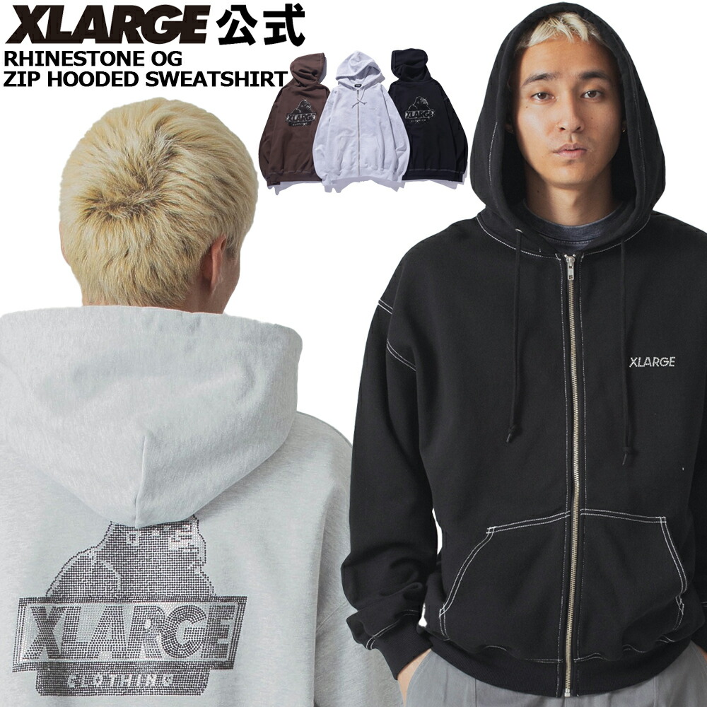 XLARGE ラインストーンフルジップパーカー アッシュ RHINESTONE OG ZIP HOODED SWEATSHIRT – calif（カリフ）公式サイト