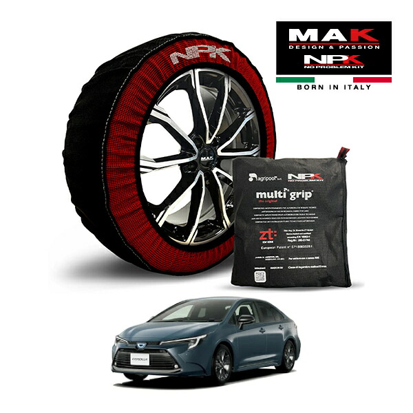【MAK正規品】NPK スノーソックス MULTIGRIP THE ORIGINAL73000SS080 195/65R15 15インチ 布製 タイヤ チェーン 非金属 EU製 トヨタ カローラ ハイブリッド G 6AA-ZWE215 4WD