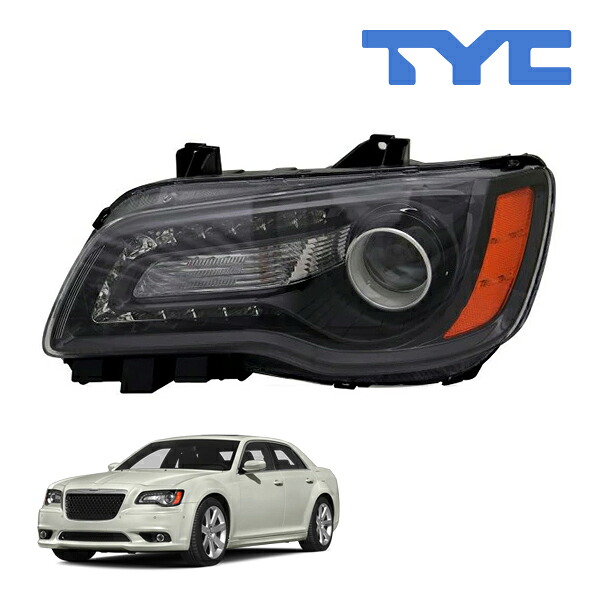 【TYC 正規品】12-14y クライスラー 300 ハロゲンヘッドランプ ヘッドライト 純正タイプ 左側 LH 運転席側 ブラックベゼル バルブ付|カリフォルニアカスタム店