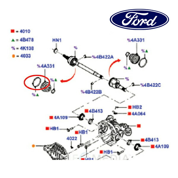 06-10y エクスプローラー フォード純正 ドライブシャフト アウターブーツクランプ ラージ 1L2Z4B478HA 【全商品オープニング価格