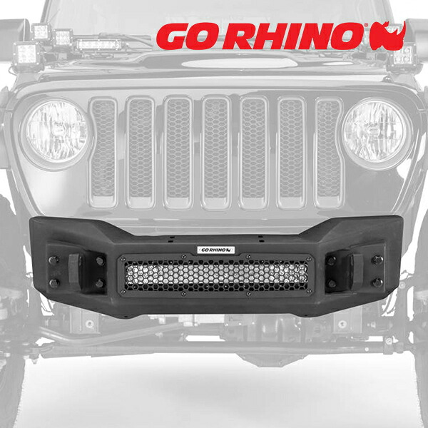【お買い物マラソン★エントリーでP10倍！】GO RHINO Rockline ロックライン Stubby スタビー フロントバンパー ウインチバンパー テクスチャーブラック 331100T ジープ JK JL ラングラー 2ドア/4ドア | JT グラディエーター ゴーライノ