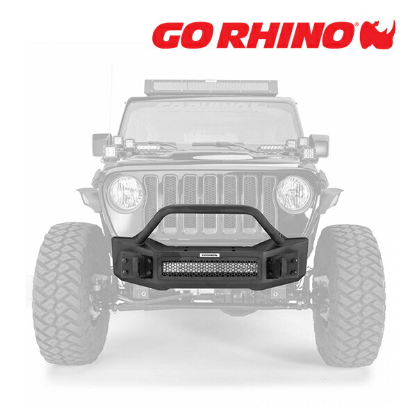 GO RHINO Rockline ロックライン Stubby スタビー フロントバンパー オーバーライダー付 ウインチバンパー テクスチャーブラック 331101T ジープ JK JL ラングラー 2ドア/4ドア | JT グラディエーター ゴーライノ