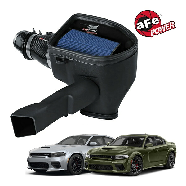【aFe Power 正規品】21-23y ダッジ チャージャー SRT Jailbreak ヘルキャット レッドアイ ワイドボディ V8 6.2L スーパーチャージャー HEMI Track Series カーボンファイバー コールドエアインテーク エアフィルター Pro5R フィルター(湿式) 57-10027R｜カリフォルニアカスタム店エアクリーナー・エアフィルター