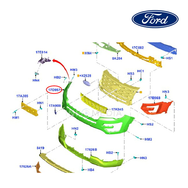 【FORD/フォード純正品】 フロント バンパーフェース 未塗装 16y- エクスプローラー FB5Z17D957GPTM｜カリフォルニアカスタム店