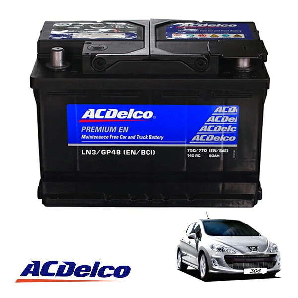 【ACDELCO 正規品】バッテリー LN3 メンテナンスフリー 08-14y プジョー 308 T7