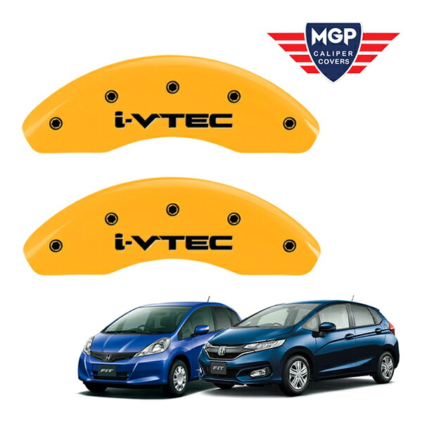 【MGP 正規品】 ホンダ フィット JAZZ GE GK系 専用設計 ブレーキ キャリパーカバー イエロー i-VTECロゴ アルミ製 20208FIVTYL｜カリフォルニアカスタム店