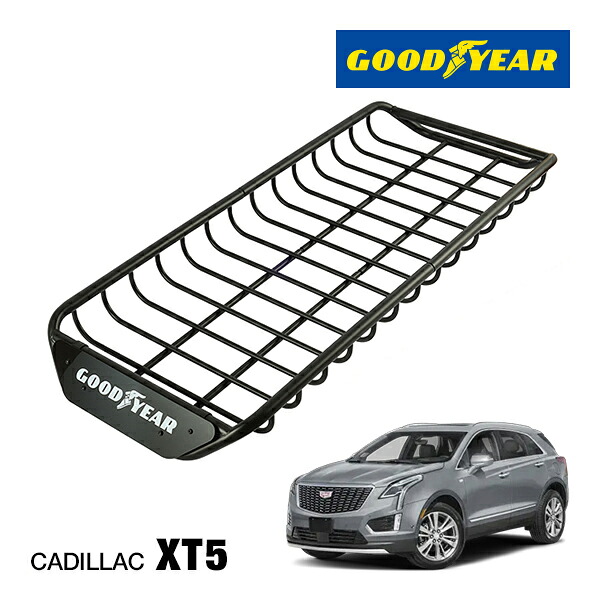 【GOODYEAR 正規品】スチール ルーフラック SKINNY PRO ルーフキャリア ルーフバスケット GOODYEARロゴ入 マットブラック サンドブラスト 内寸サイズ 118cm&times;54.6cm&times;9cm 耐荷重75kg ベースキャリア装着車両 キャデラック XT5｜カリフォルニアカスタム店 13,930円