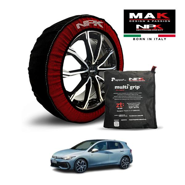 【MAK正規品】NPK スノーソックス MULTIGRIP THE ORIGINAL73000SS081 225/40R18 18インチ 布製 タイヤ チェーン 非金属 EU製 VW ゴルフ TDI Rライン 3DA-CDDTT フロント