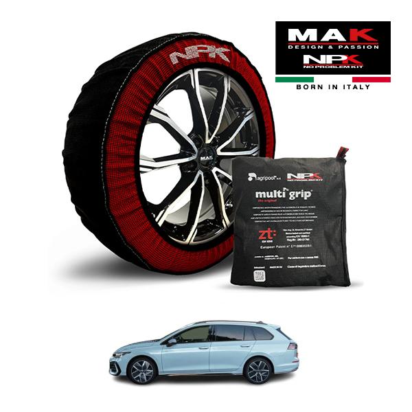 【MAK正規品】NPK スノーソックス MULTIGRIP THE ORIGINAL73000SS081 225/40R18 18インチ 布製 タイヤ チェーン 非金属 EU製 VW ゴルフヴァリアント eTSI Rライン 3AA-CDDXDV フロント