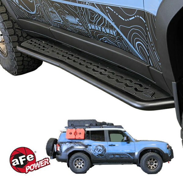 【aFe Power 正規品】Terra Guard オフロードスライダー ランニングボード 79-27022 1台分 左右セット サイドステップ スチール製 パウダーコート仕上げ トヨタ ランドクルーザー 250 ランクル 205系
