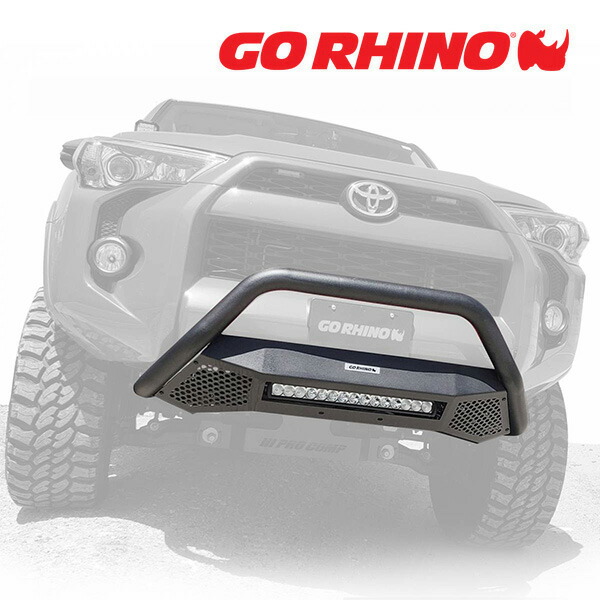 【お買い物マラソン★エントリーでP10倍！】GO RHINO RC4 LR スキッドプレート フロントバンパーガード 20インチ LEDライトバー&ブラケット セット テクスチャーブラック 56448360LT トヨタ ハイラックス GUN125 ゴーライノ