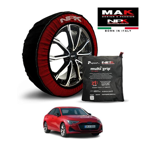 【MAK正規品】NPK スノーソックス MULTIGRIP THE ORIGINAL73000SS081 225/40R18 18インチ 布製 タイヤ チェーン 非金属 EU製 アウディ A3 セダン 30TFSI Sライン 3AA-GYDXD フロント