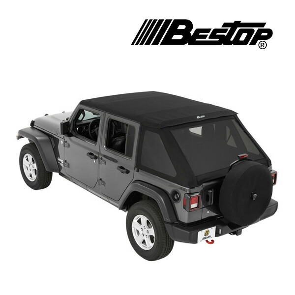【お買い物マラソン★エントリーでP10倍！】【BESTOP 正規品】ジープ JL ラングラー 4ドア TREKTOP スラントバック ソフトトップ ブラックツイル 56863-17 サンライダー オープン 幌 ホロ