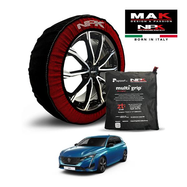 【MAK正規品】NPK スノーソックス MULTIGRIP THE ORIGINAL73000SS081 225/40R18 18インチ 布製 タイヤ チェーン 非金属 EU製 プジョー 308 GT ハイブリッド 5AA-P51HN09 フロント