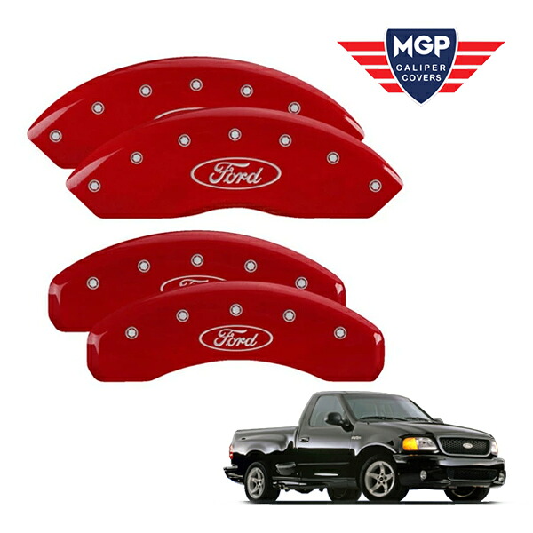 【MGP 正規品】 99-04y フォード F-150 F-150Heritage 専用設計 ブレーキ キャリパーカバー レッド フォードオーバルロゴ 10021SFRDRD｜カリフォルニアカスタム店