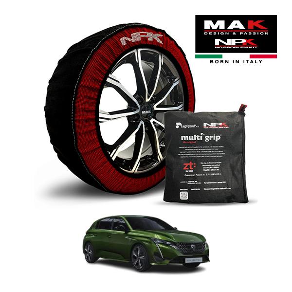 【MAK正規品】NPK スノーソックス MULTIGRIP THE ORIGINAL73000SS081 225/40R18 18インチ 布製 タイヤ チェーン 非金属 EU製 プジョー 308 GT プラグインハイブリッド 3LA-P515G06H フロント