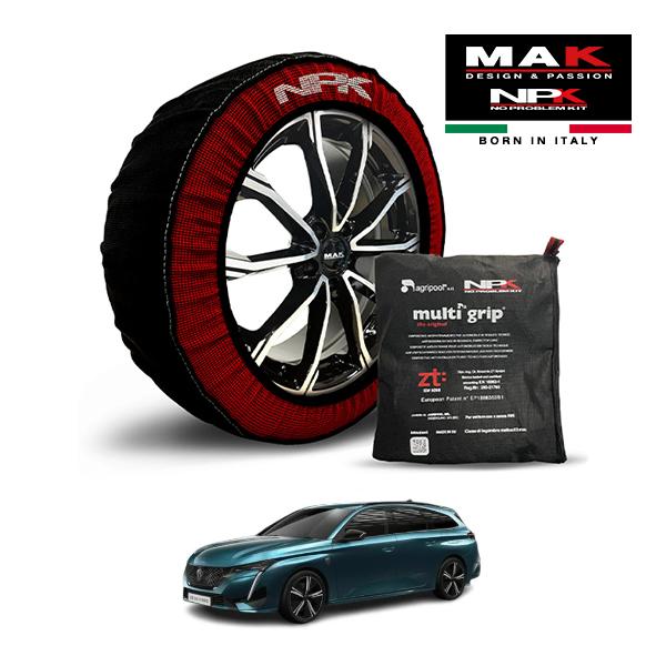 【MAK正規品】NPK スノーソックス MULTIGRIP THE ORIGINAL73000SS081 225/40R18 18インチ 布製 タイヤ チェーン 非金属 EU製 プジョー 308 SW GT プラグインハイブリッド 3LA-P525G06H フロント