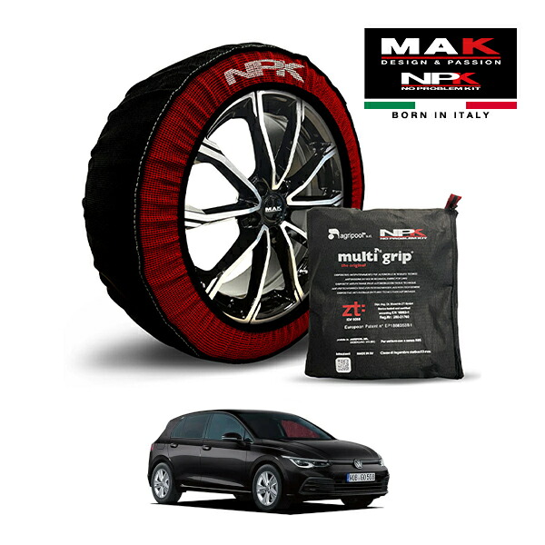 【MAK正規品】NPK スノーソックス MULTIGRIP THE ORIGINAL73000SS080 205/55R16 16インチ 布製 タイヤ チェーン 非金属 EU製 VW ゴルフ eTSI アクティブ 3AA-CDDLA フロント