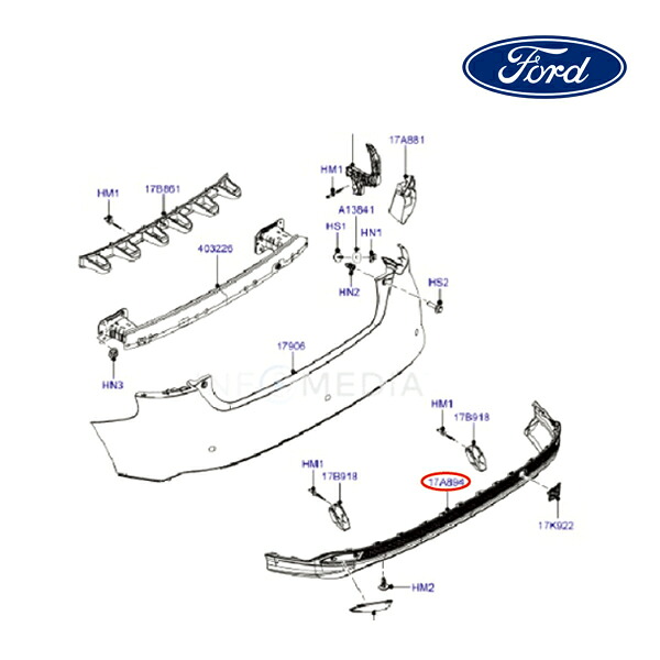 【FORD/フォード純正品】 バンパー エクステンション スポイラー リア 12-14y フォーカス BM51A17A894FBXWAA｜カリフォルニアカスタム店