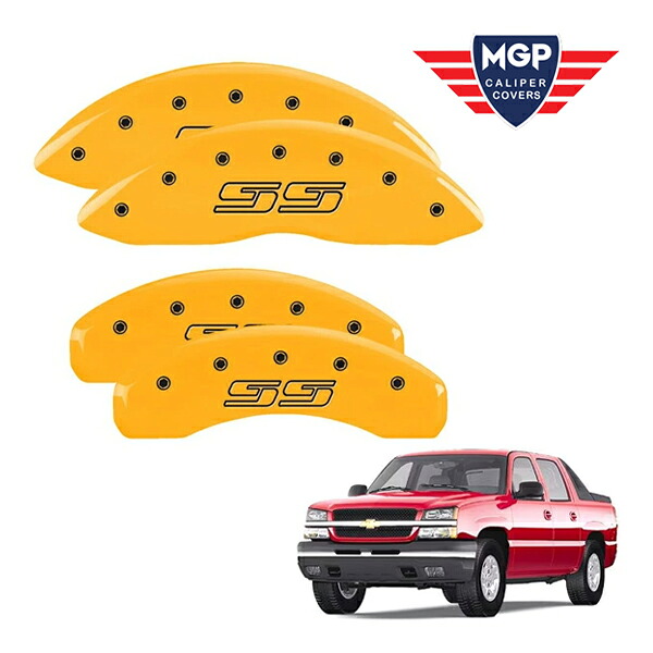 【MGP 正規品】 00-06y シボレー アバランチ1500 専用設計 ブレーキ キャリパーカバー 一イエロー SSロゴ (アバランチ) アルミ製 14002SSS1YL