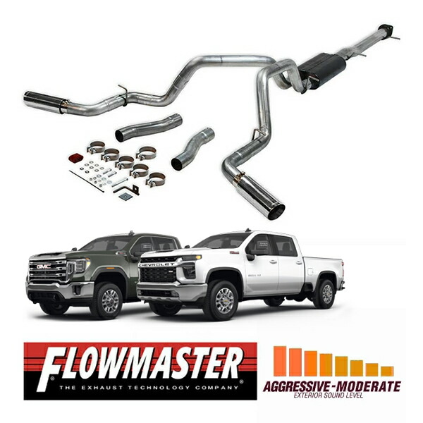 【FLOWMASTER 正規品】アメリカンサンダーキャタバックエキゾーストシステム 20-23y シルバラード シエラ 2500HD/3500HD 6.6L 817933